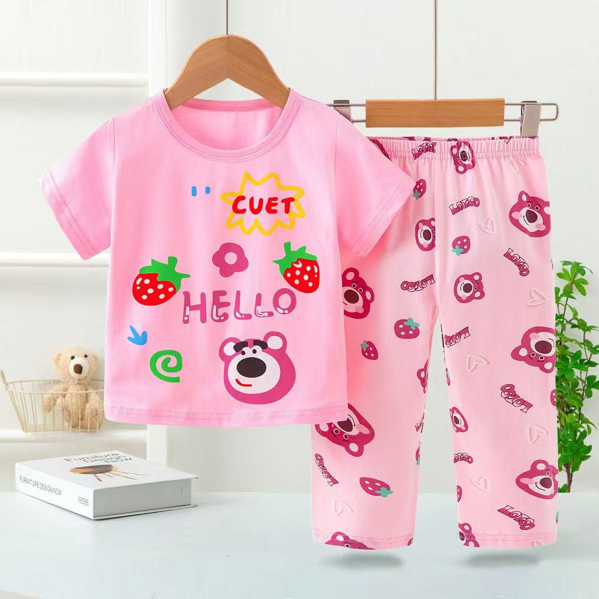 Pink Strawberry Bear Pyjama Set