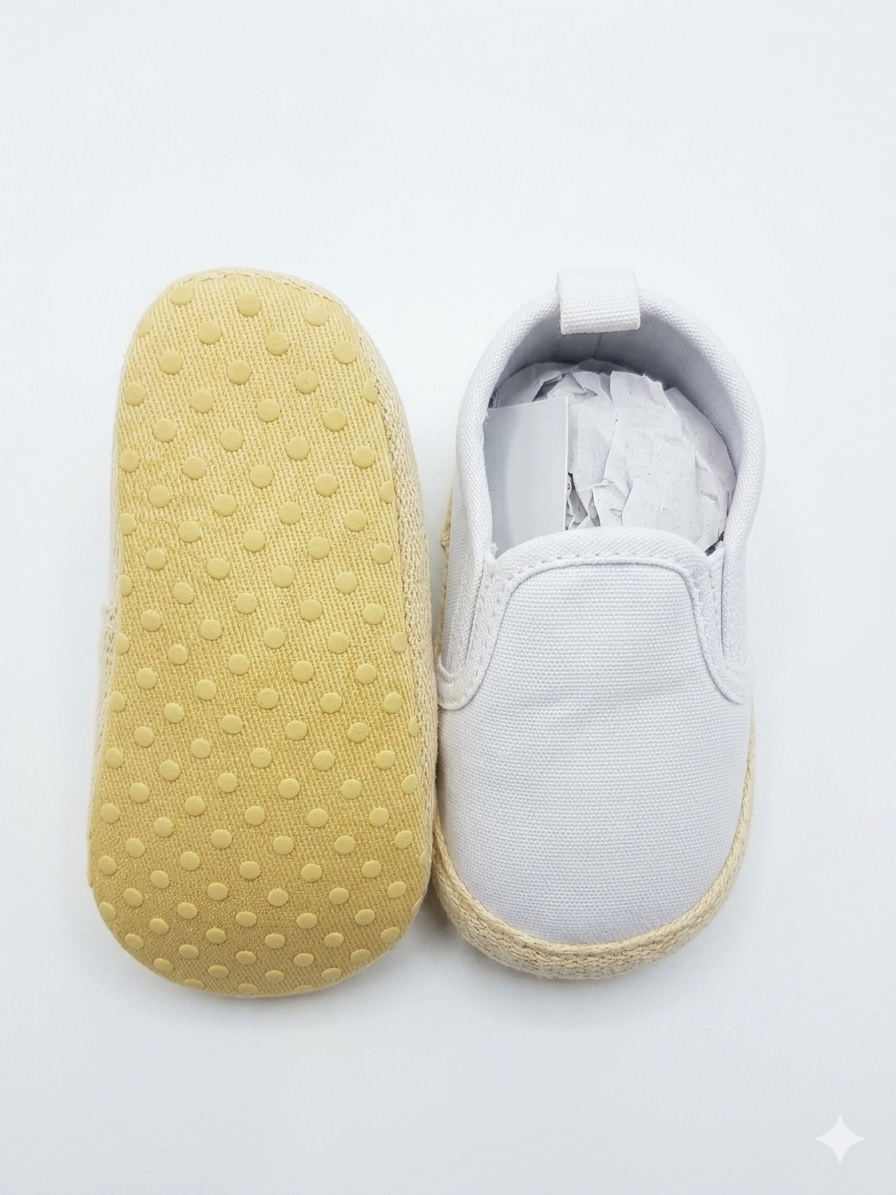 Casual white canvas slip-on sneakers