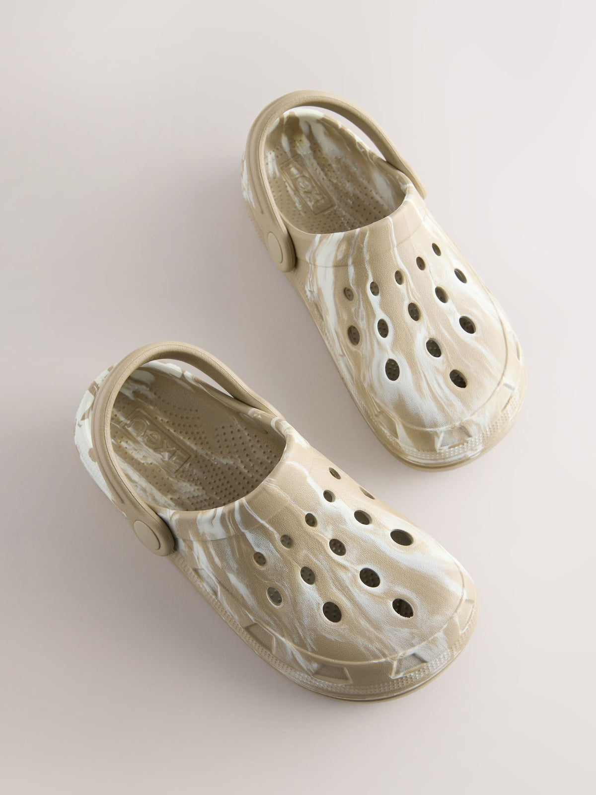 NEXT White and Brown Marble Clogs