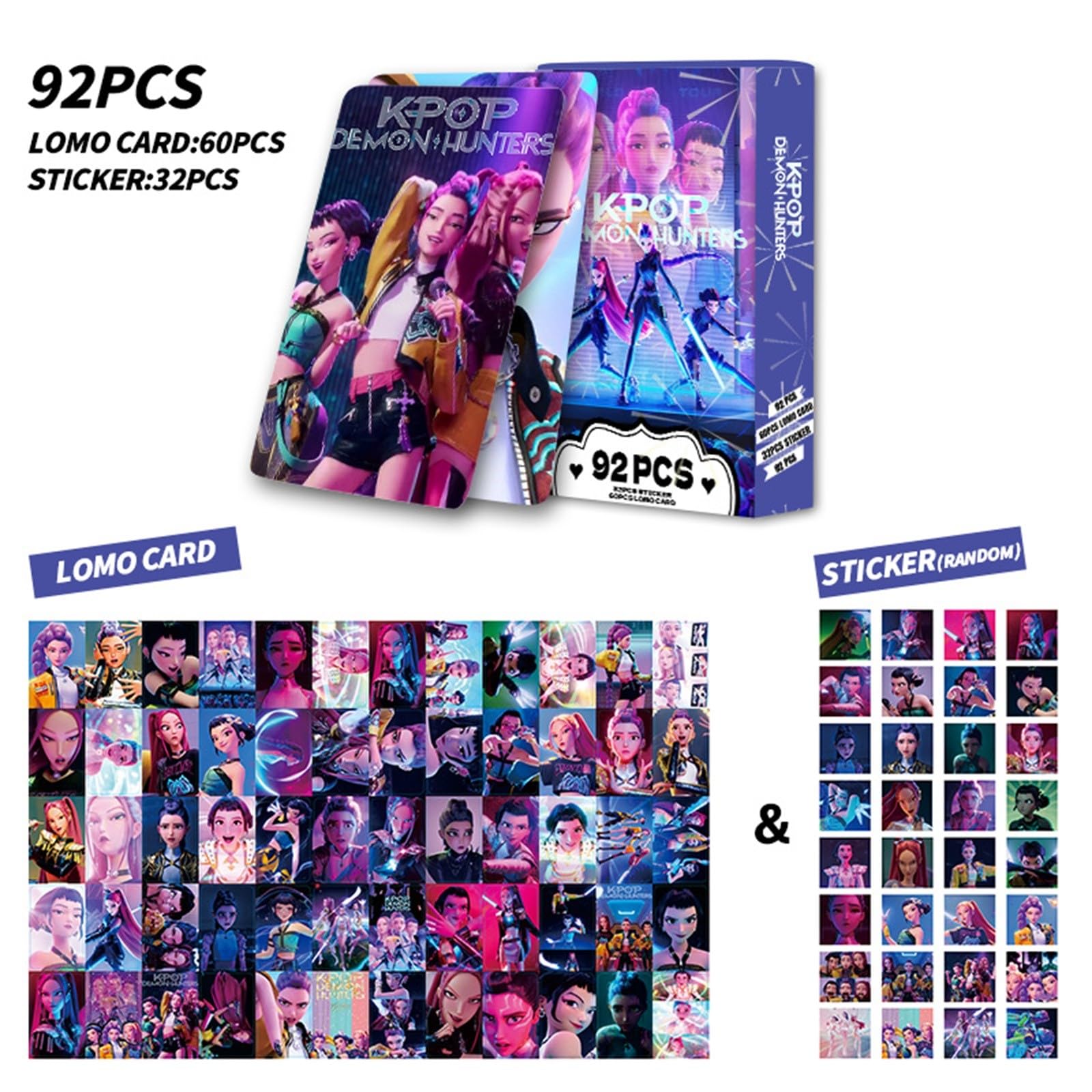 92PCs Kpop Demon Hunter Huntrix Lomo Cards