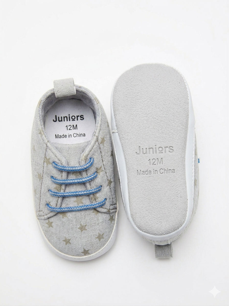Juniors Grey stars baby shoes