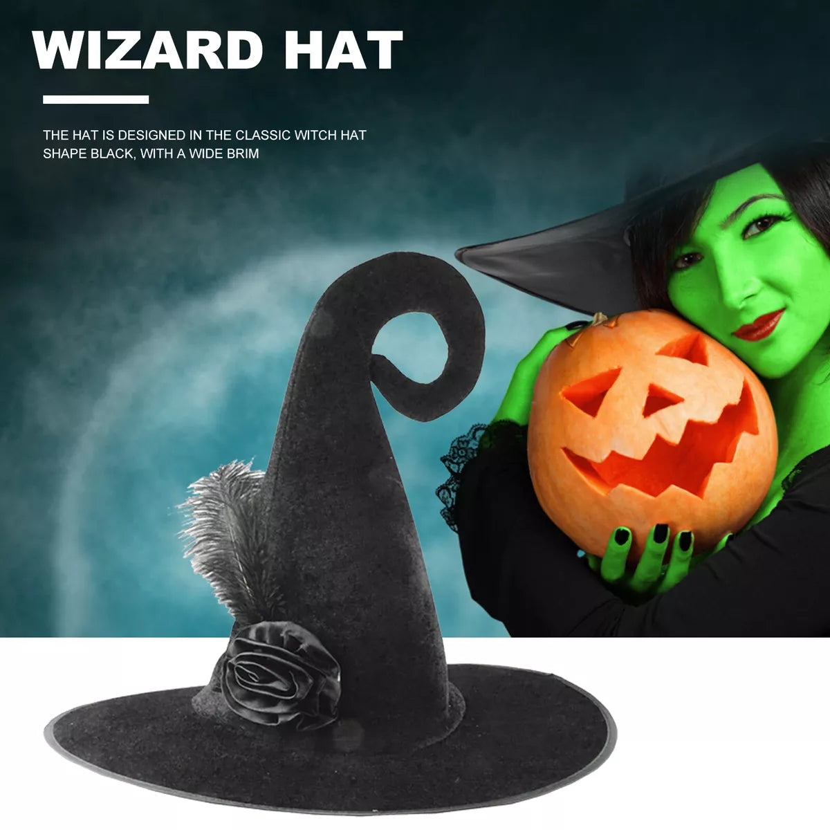 Halloween Witch Hat Pointed Velvet Witch Hat - Preppy Kids (Grand Bazaar)