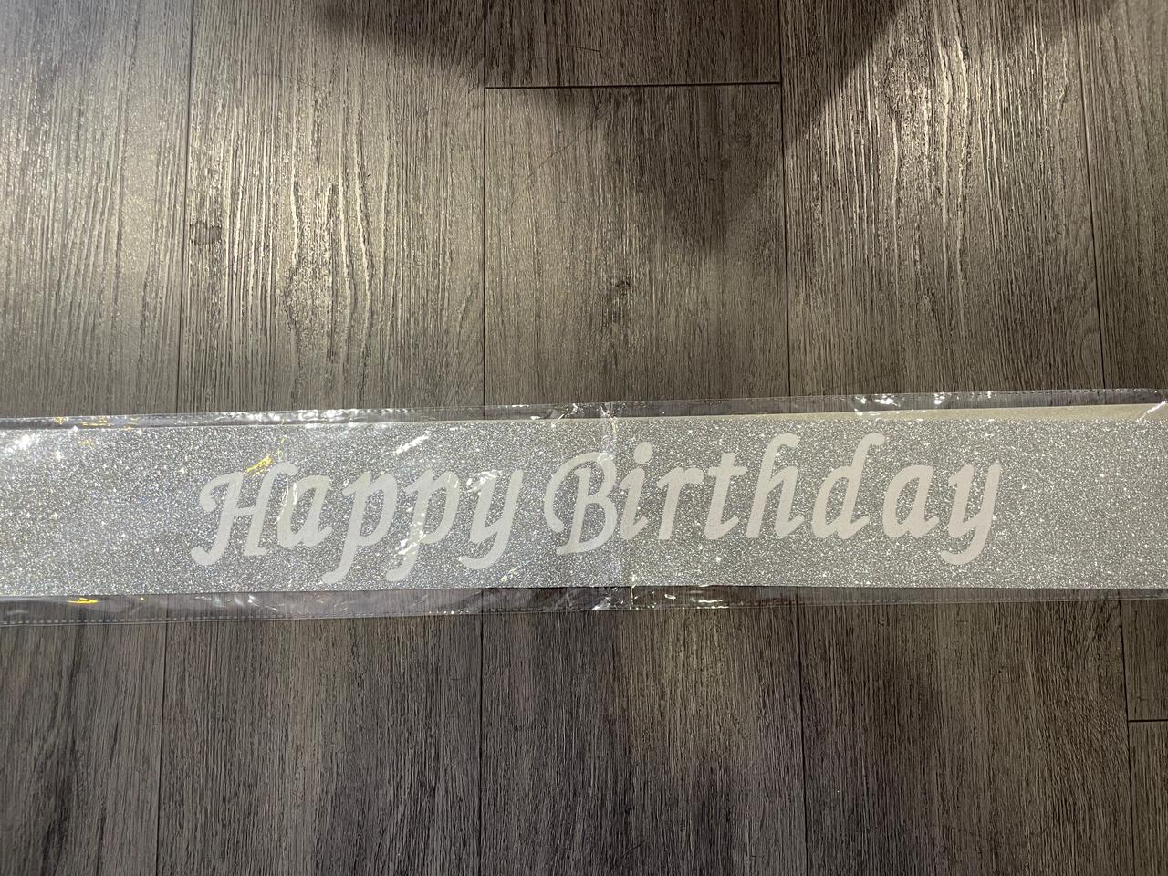 Glitter Silver Happy Birthday Sash
