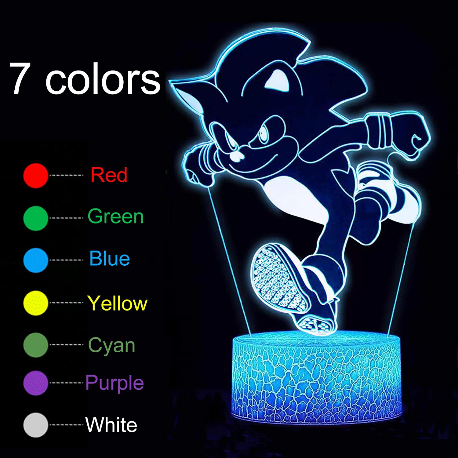 Sonic Robot Night Lamps (16 Colors Changing) Acrylic - Preppy Kids (Grand Bazaar)