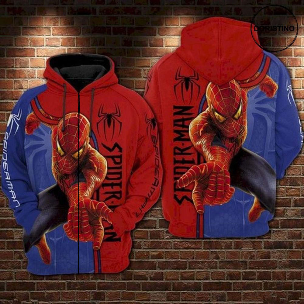 Spiderman Blue & Red 3D Zipper Hoodie