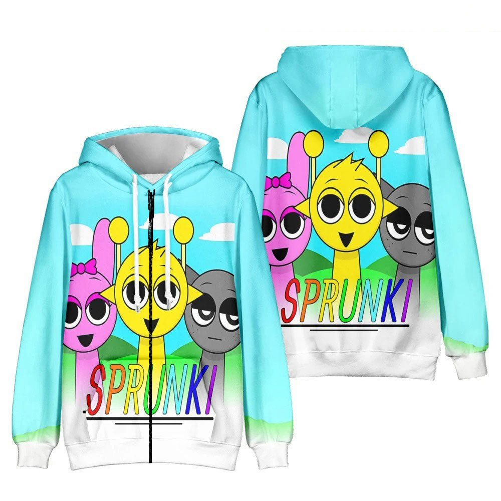 Sprunki 3D Zipper Hoodie
