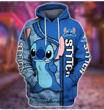 Stitch Ohana 3D Zipper Hoodie