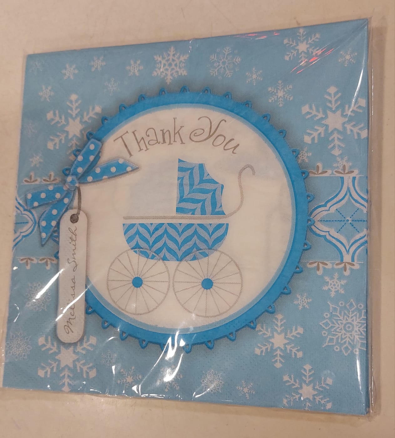 Baby Boy Thank You blue napkins Disposable (20pcs) - Preppy Kids (Grand Bazaar)