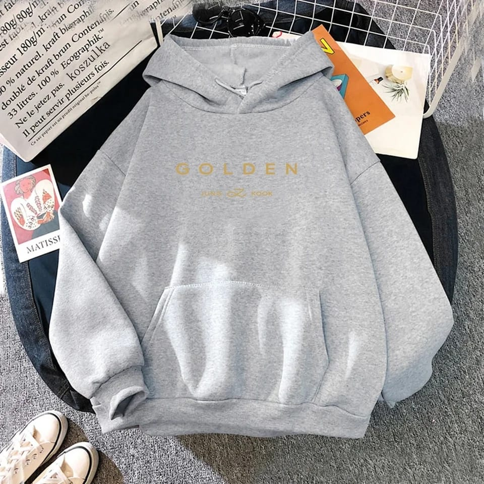 BTS Golden Jung Kook Hoodie Sweater Grey - Preppy Kids (Grand Bazaar)