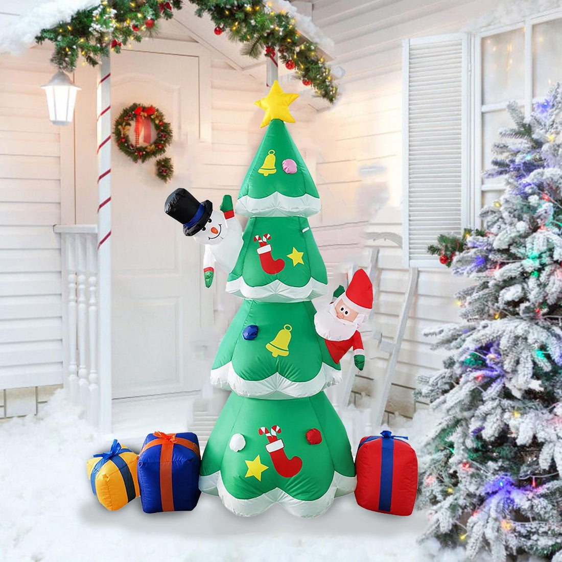 7 Ft Inflatables Christmas Tree with Color Changing LED Lights Decorations, Christmas Party Decor for Indoor Outdoor Yard,Green