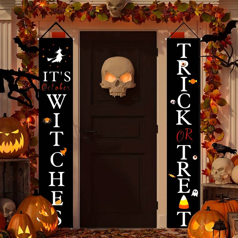 Halloween Trick or Treat Banner for Front Porch (180cm height) - Preppy Kids (Grand Bazaar)