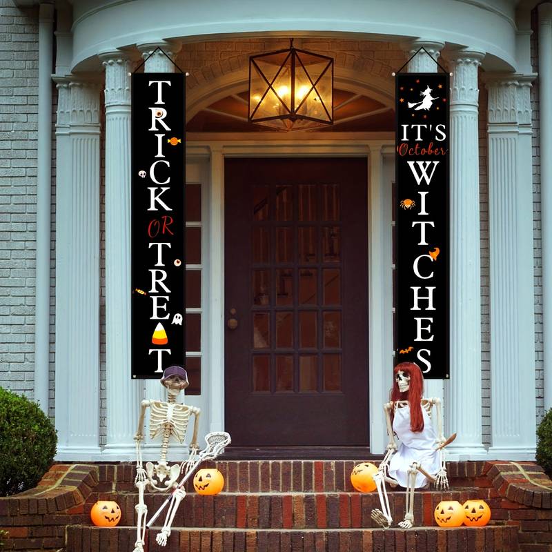 Halloween Trick or Treat Banner for Front Porch (180cm height) - Preppy Kids (Grand Bazaar)