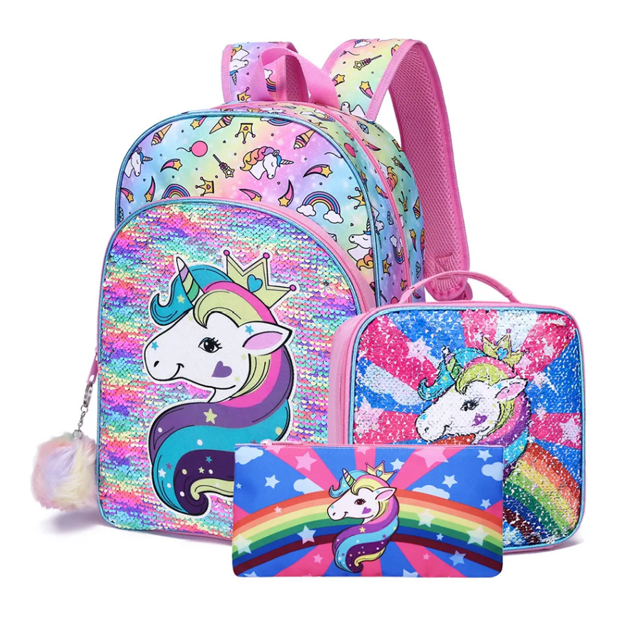 Unicorn bookbag set (Front zipper on bookbag)