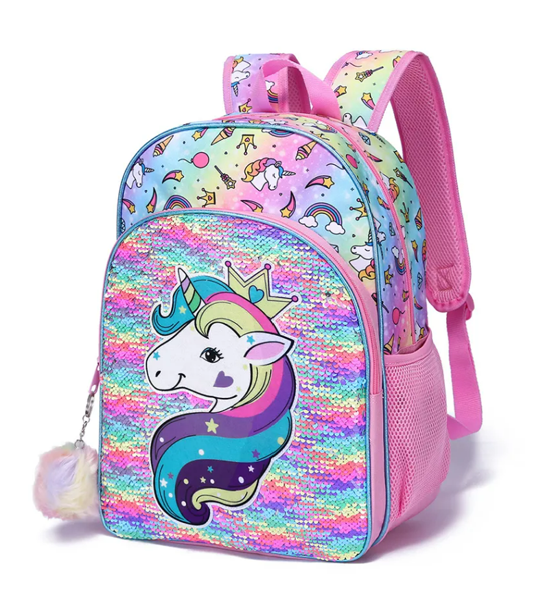 Unicorn bookbag set (Front zipper on bookbag)