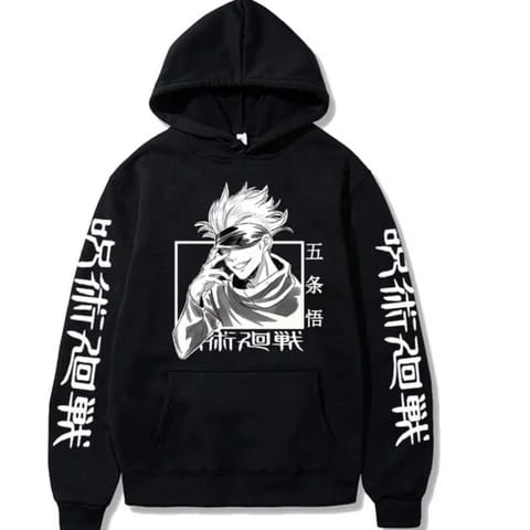 Jujutsu Kaisen Satoru Gojo Hoodie Black Fleece - Preppy Kids (Grand Bazaar)