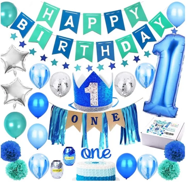1st Birthday Ultimate Birthday Boy Party Package Decorations One year - Preppy Kids (Grand Bazaar)