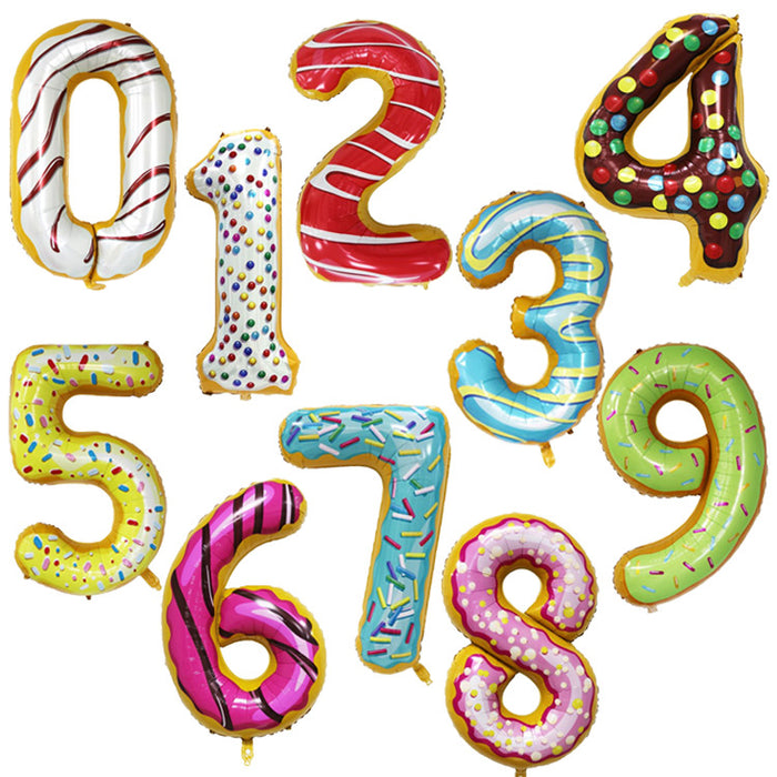 Donut Number Foil 40 " Helium Balloons . 1 to 9
