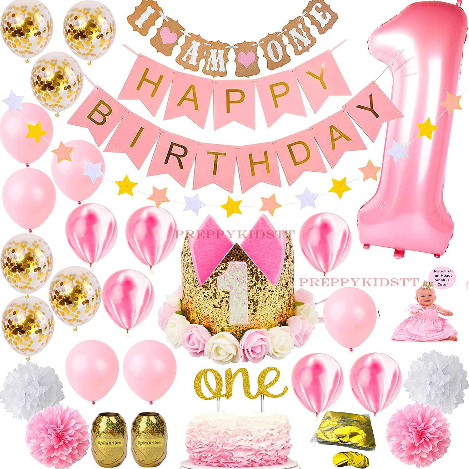 1st Birthday Ultimate Birthday Girl Party Packaage Decorations - Preppy Kids (Grand Bazaar)