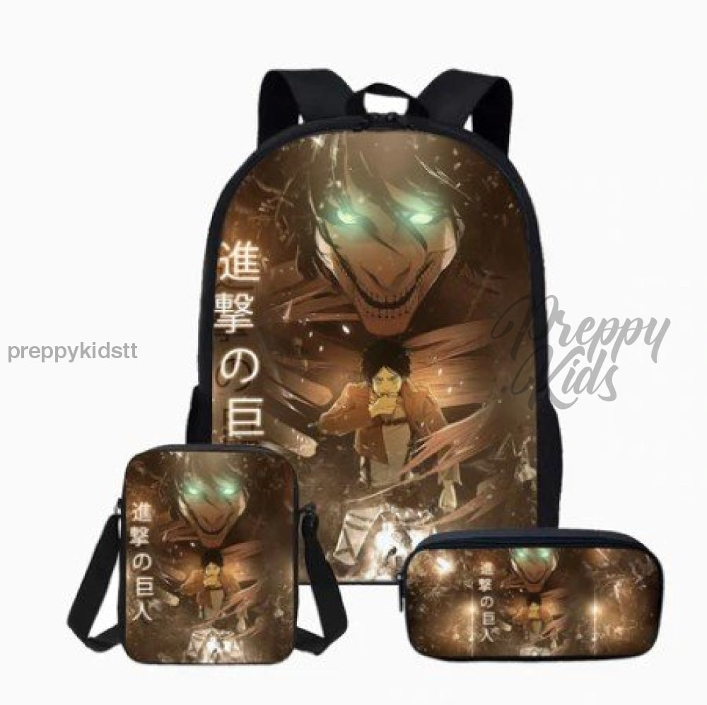 Attack On Titans Backpack (Erin) Set (3Pc) Backpack