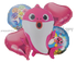 Baby Shark 5Pc Foil Balloon Set (Blue Pink Or Yellow) Pink Party Decorations