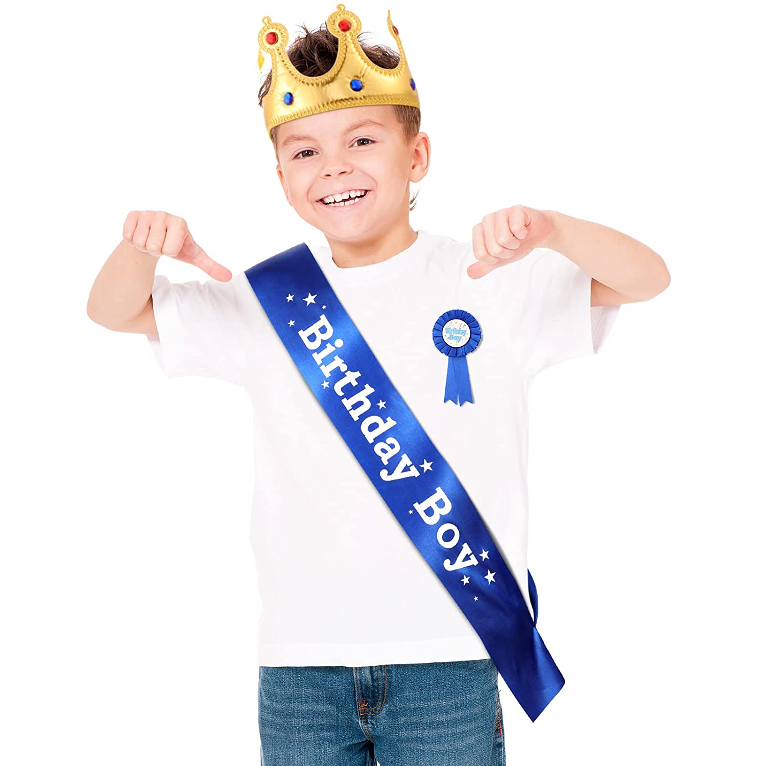 Birthday Boy Kit : Sash, Crown , Badge and Happy Birthday Banner - Preppy Kids (Grand Bazaar)