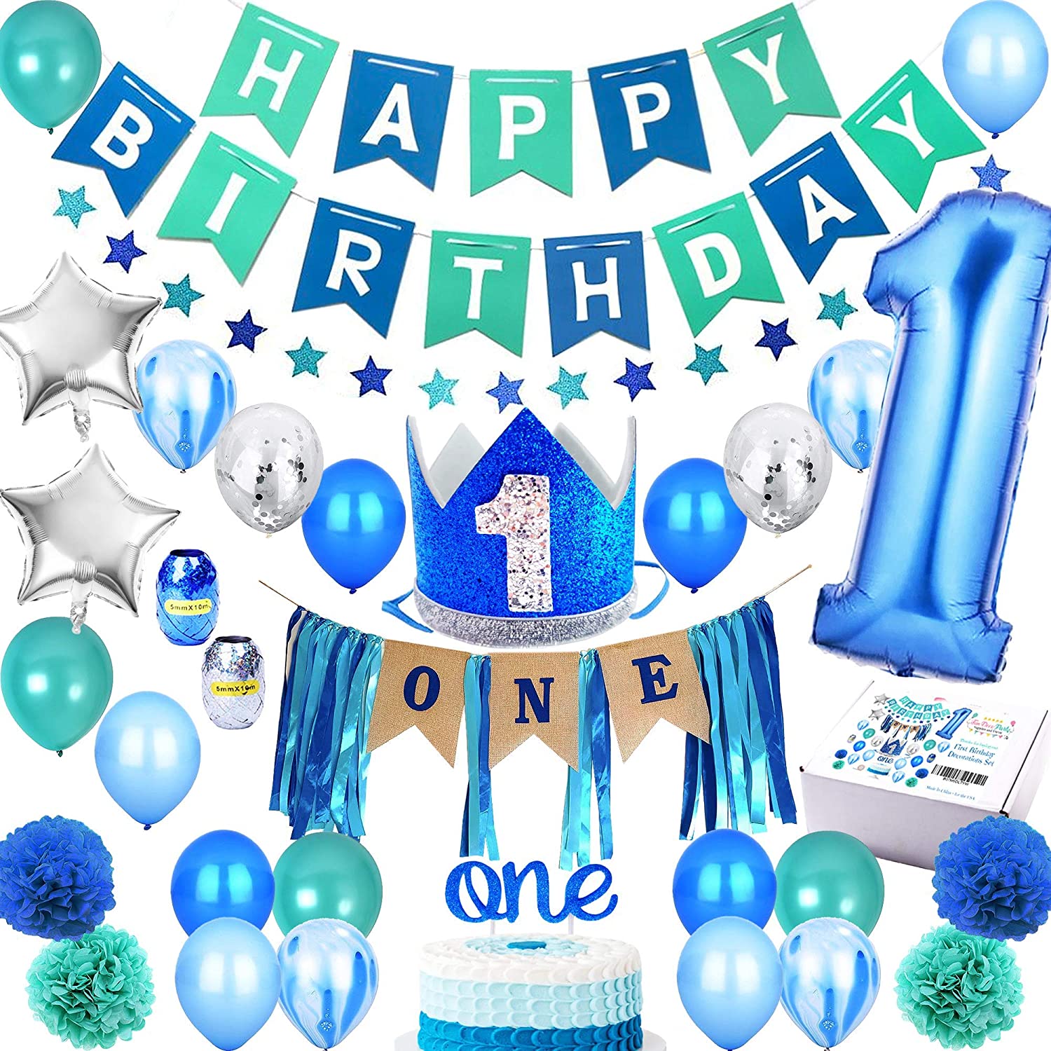 1st Birthday Ultimate Birthday Boy Party Package Decorations One year - Preppy Kids (Grand Bazaar)