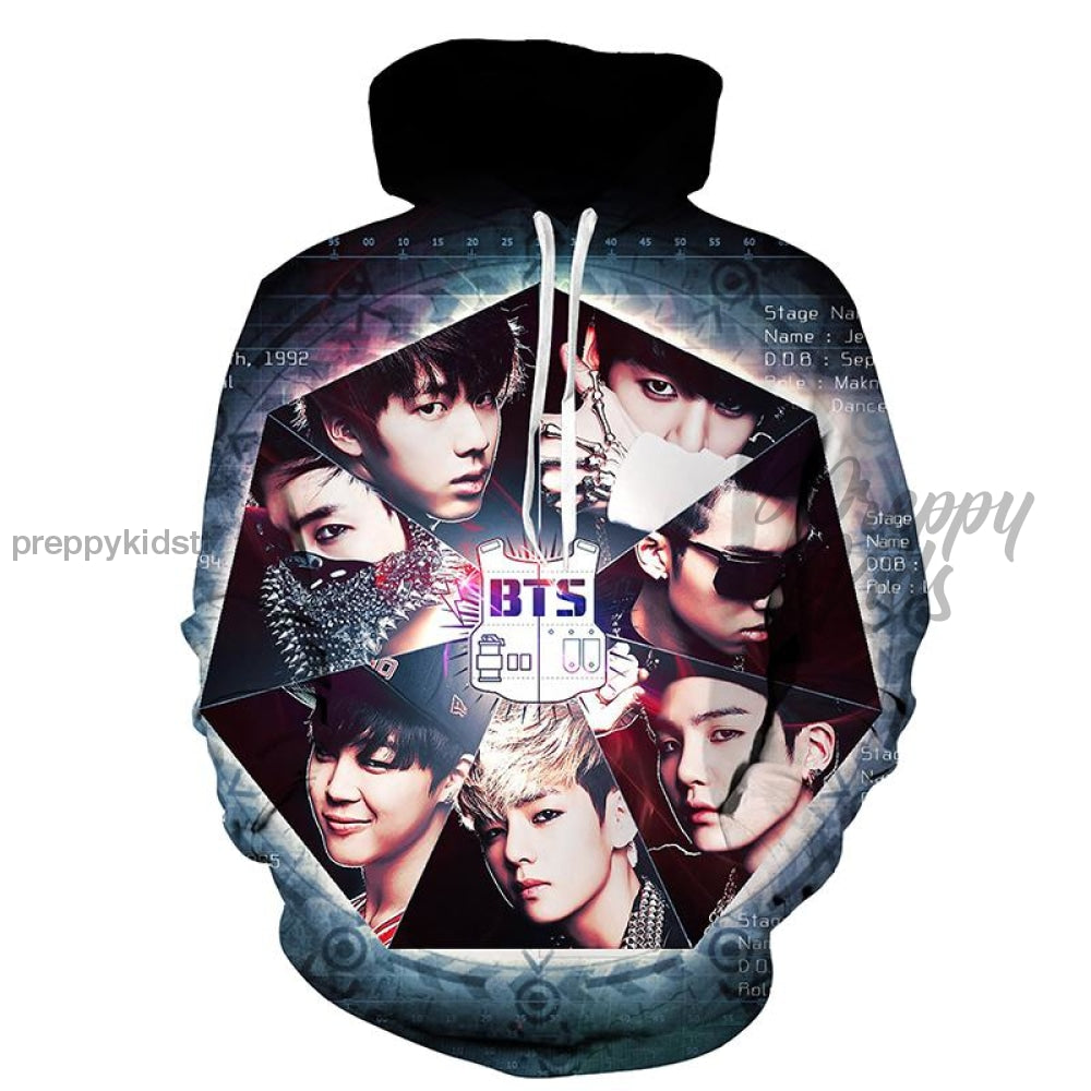 BTS BAND Hoodie Octagon Crew Preppy Kids Grand Bazaar