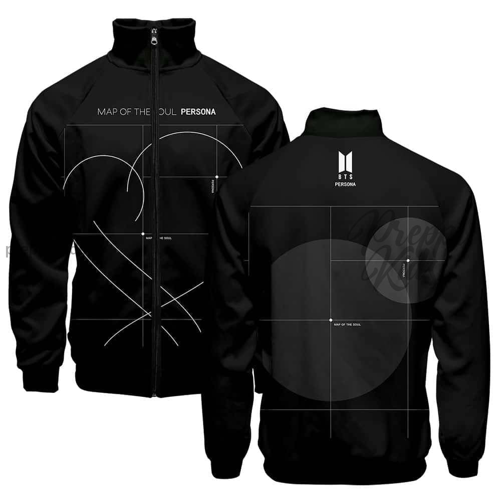 Jaket Hoodie Bts Persona BTS BAND Jacket (Black Zipper) Map Of The
