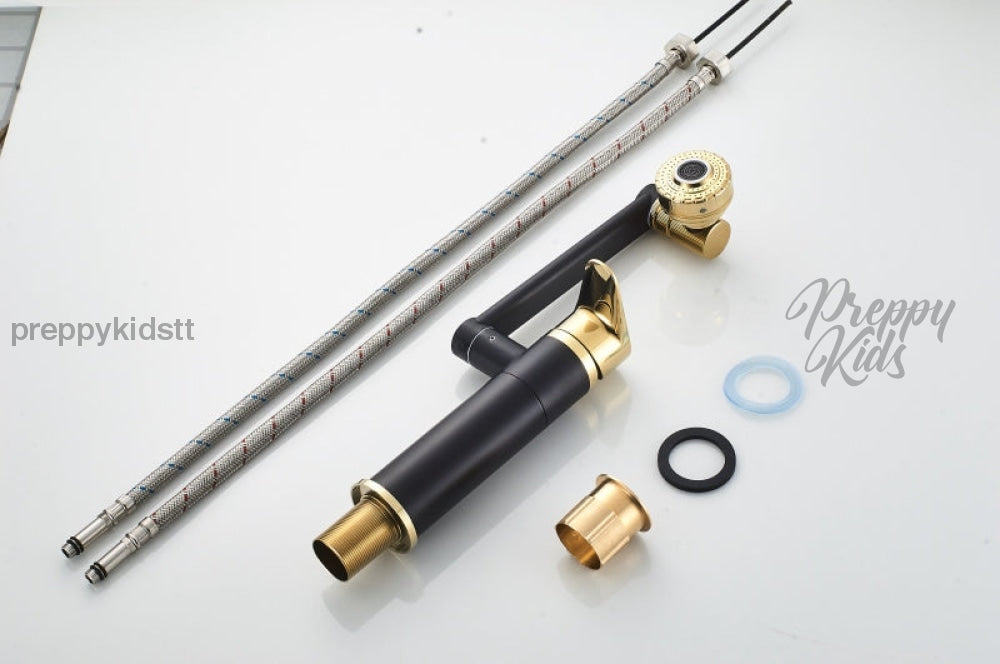 (Pre-Order) Diamond-V Black & Gold Adjustable Rotable Bathroom Basin Faucet