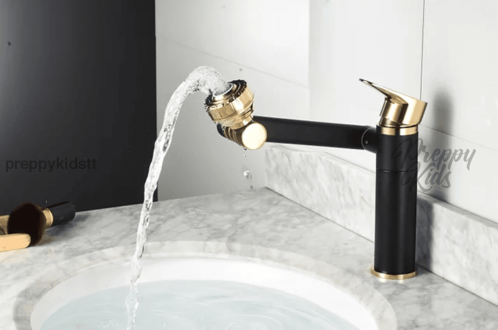 (Pre-Order) Diamond-V Black & Gold Adjustable Rotable Bathroom Basin Faucet