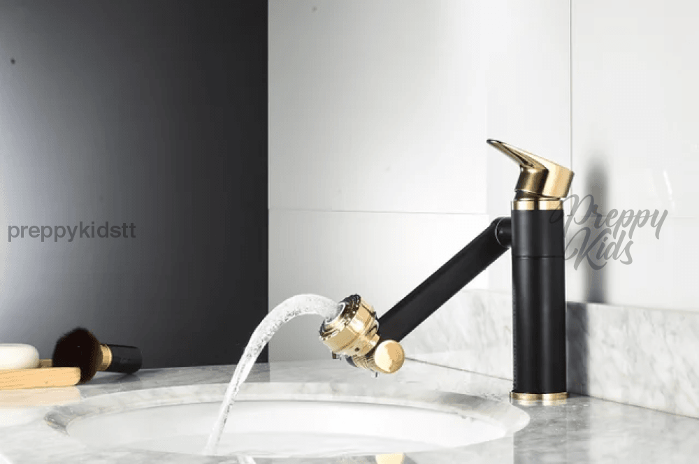 (Pre-Order) Diamond-V Black & Gold Adjustable Rotable Bathroom Basin Faucet