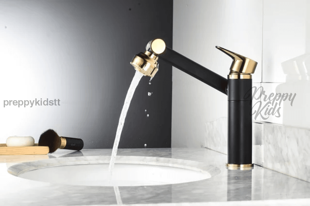 (Pre-Order) Diamond-V Black & Gold Adjustable Rotable Bathroom Basin Faucet