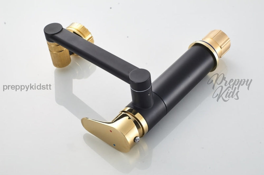 (Pre-Order) Diamond-V Black & Gold Adjustable Rotable Bathroom Basin Faucet