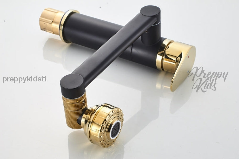 (Pre-Order) Diamond-V Black & Gold Adjustable Rotable Bathroom Basin Faucet