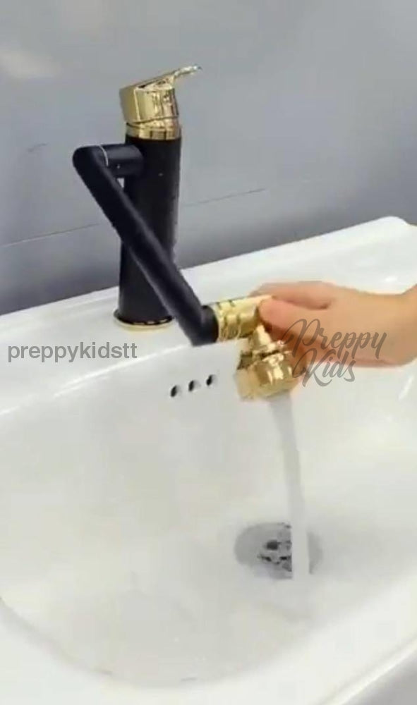 (Pre-Order) Diamond-V Black & Gold Adjustable Rotable Bathroom Basin Faucet