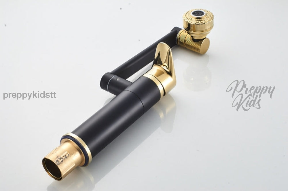 (Pre-Order) Diamond-V Black & Gold Adjustable Rotable Bathroom Basin Faucet