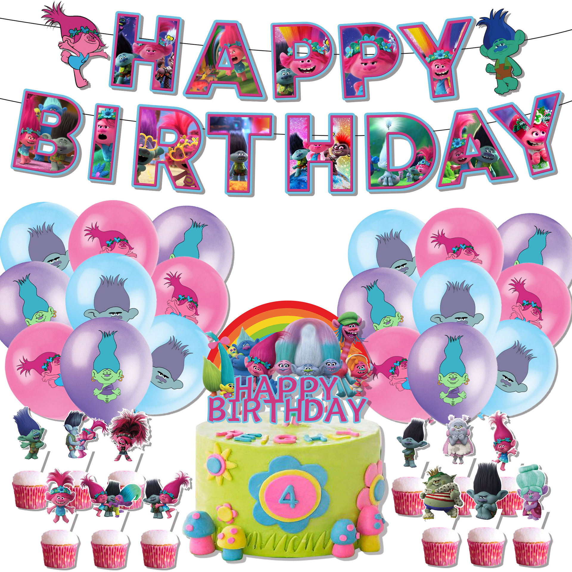 Trolls Party Decorations Package - Preppy Kids (Grand Bazaar)
