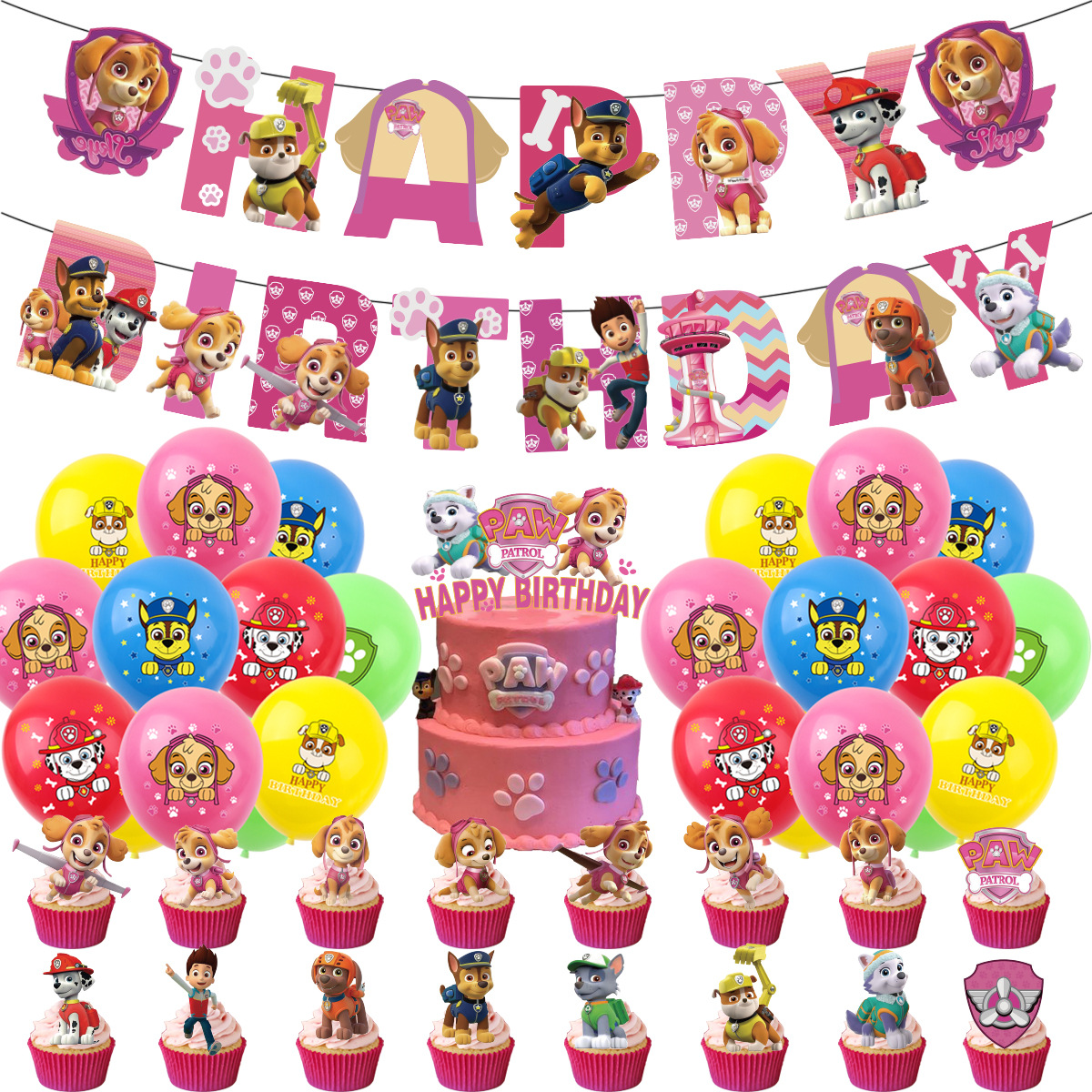 Paw Patrol Girls Edition Pink Party Decoration package - Preppy Kids (Grand Bazaar)