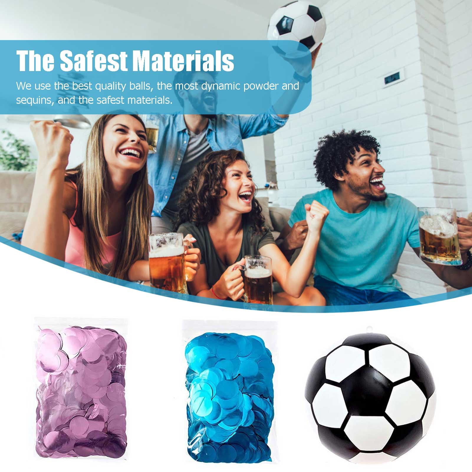 Gender Reveal Confetti Soccer Ball , Pink and Blue , for Baby Boy Girl Gender Reveal Party - Preppy Kids (Grand Bazaar)