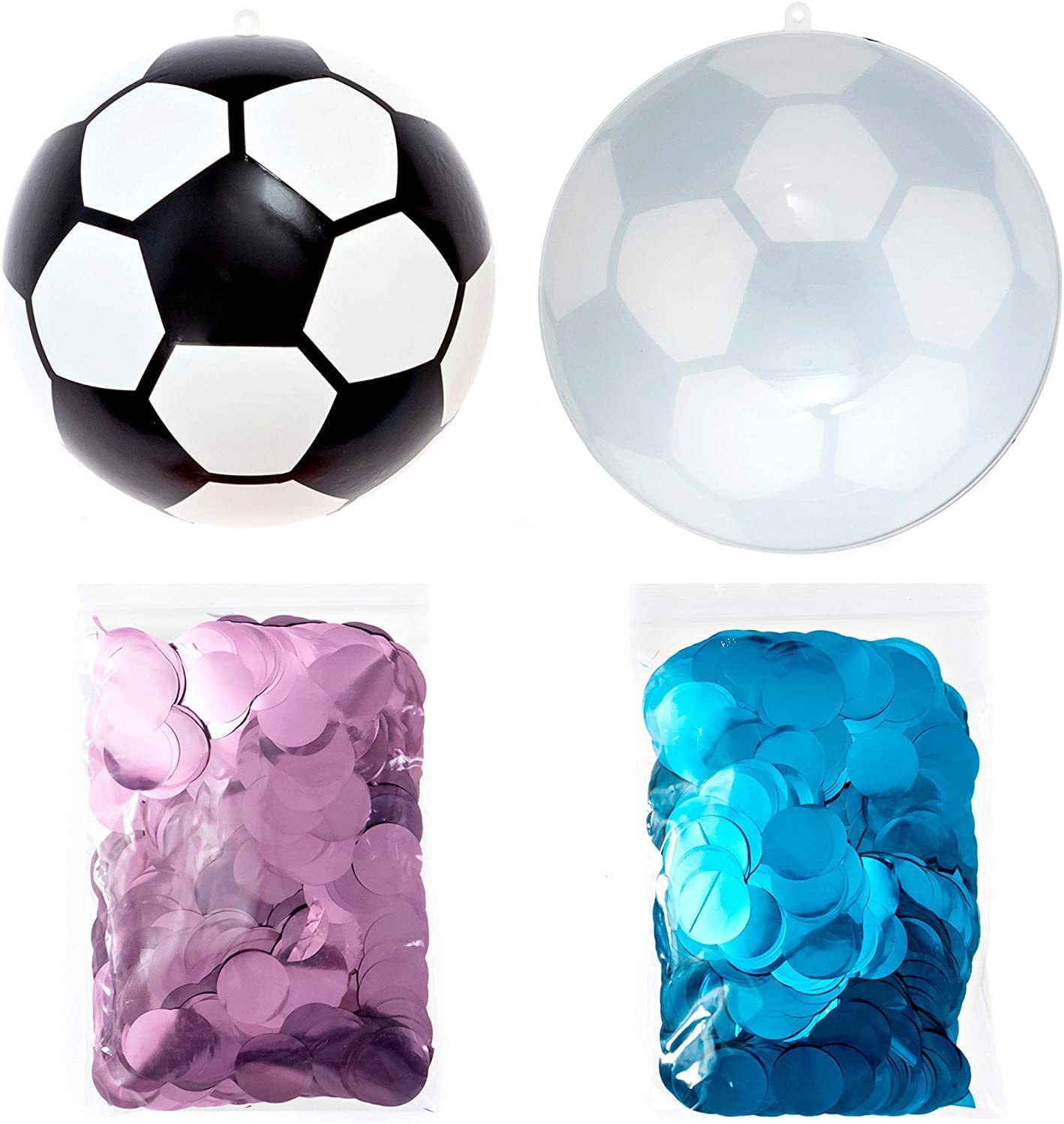 Gender Reveal Confetti Soccer Ball , Pink and Blue , for Baby Boy Girl Gender Reveal Party - Preppy Kids (Grand Bazaar)