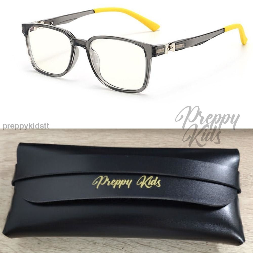 Kids 2021 Grey & Yellow Blockers (Non-Prescription) With Case