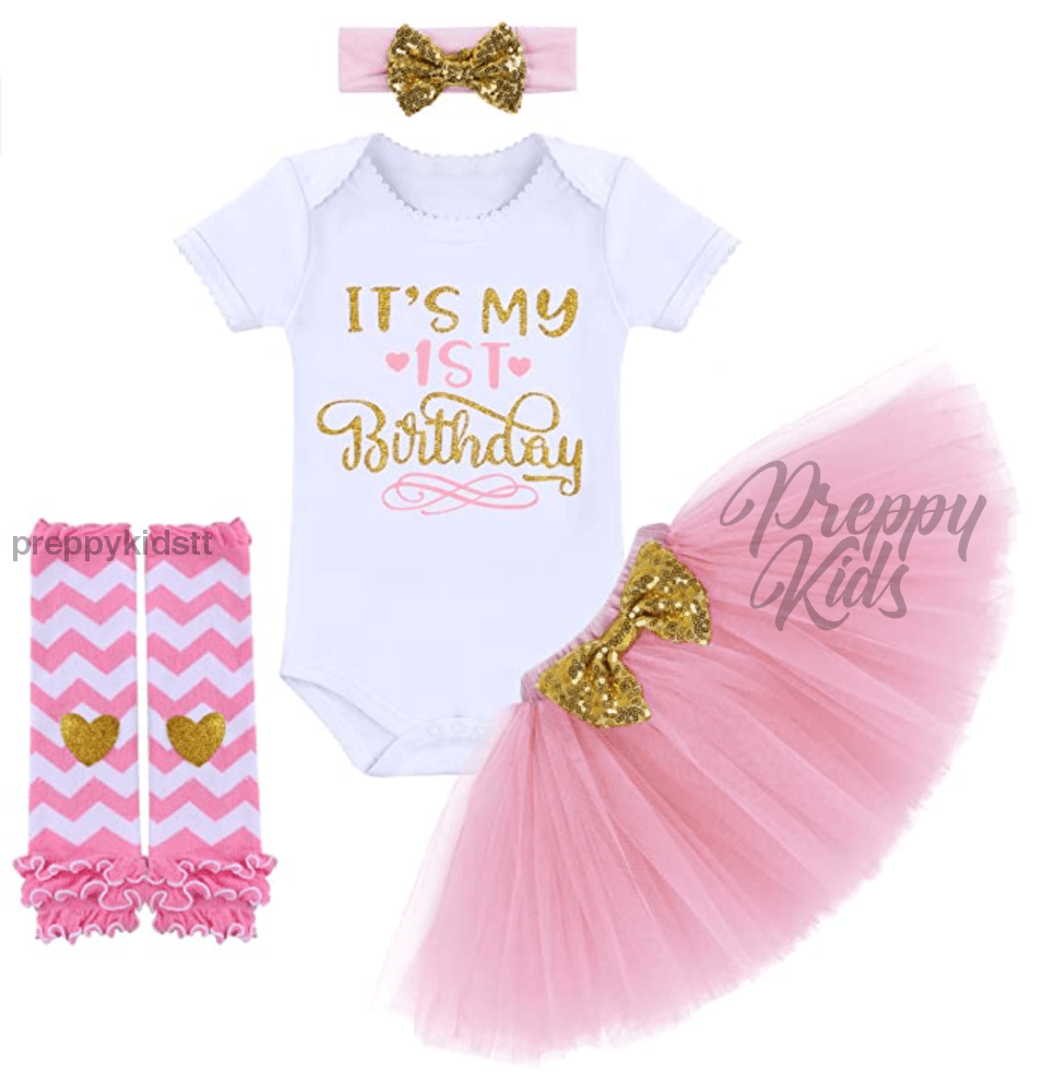it's my first birthday dress Pink Girl Princess Dress Knee Length for 1st Birthday J409