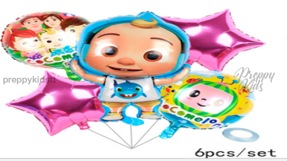 Jj Cocomelon 6Pc Foil Balloon Set Party Decorations
