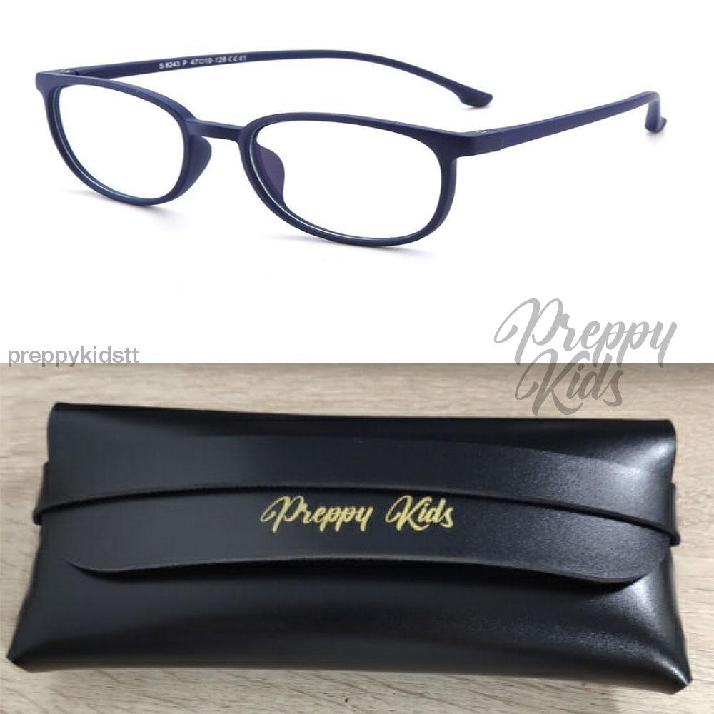 Kids Blue Light Glasses (Retro Navy) (Non-Prescription) With Case