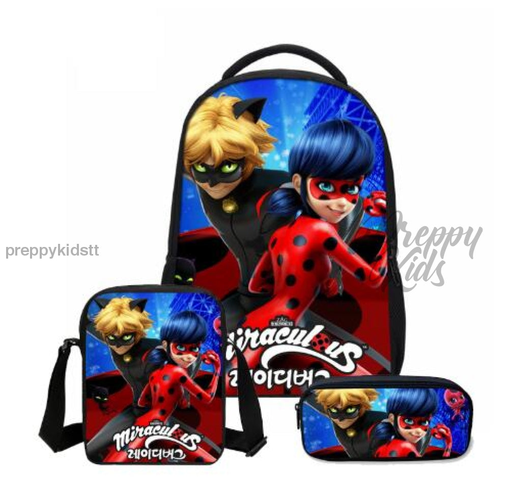 Miraculous Lady Bug Backpack set 3PC Preppy Kids Grand Bazaar