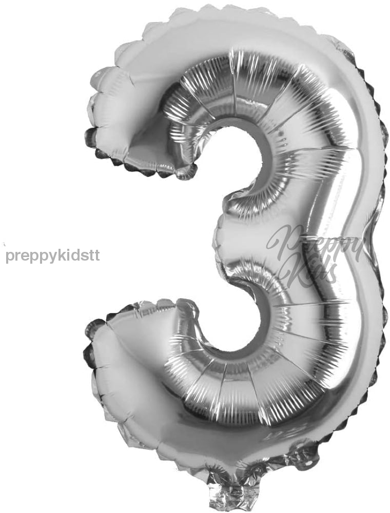 Number Silver Foil Helium Balloons (32). 1 To 9 3 Party Decorations