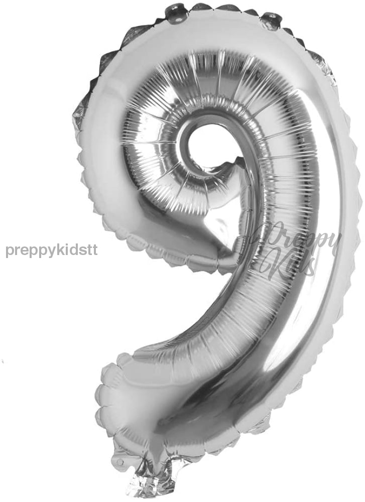 Number Silver Foil Helium Balloons (32). 1 To 9 Party Decorations