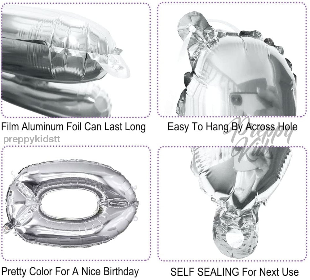 Number Silver Foil Helium Balloons (32). 1 To 9 Party Decorations