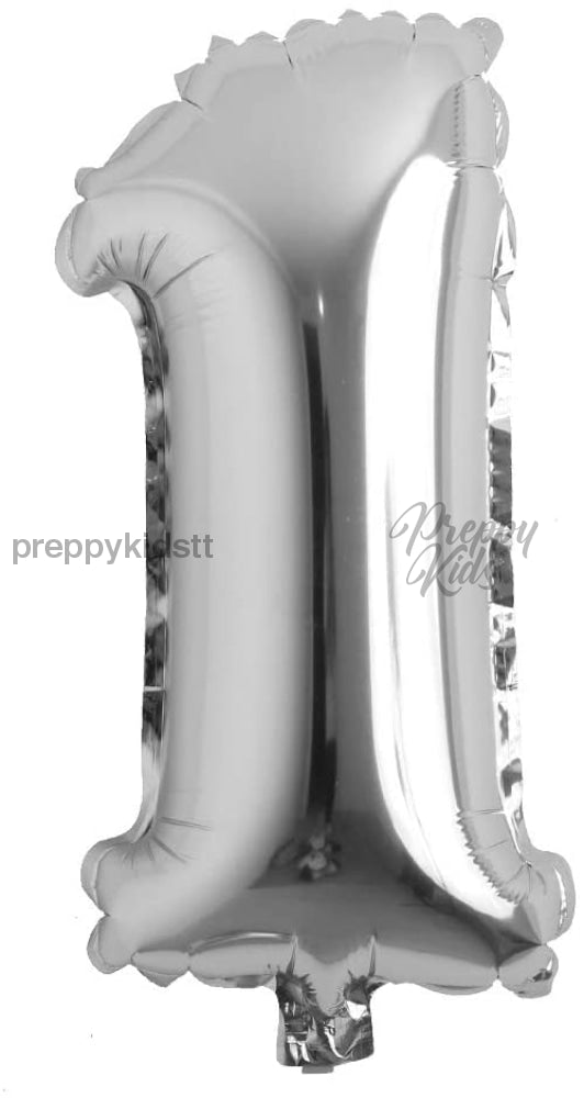 Number Silver Foil Helium Balloons (32). 1 To 9 Party Decorations