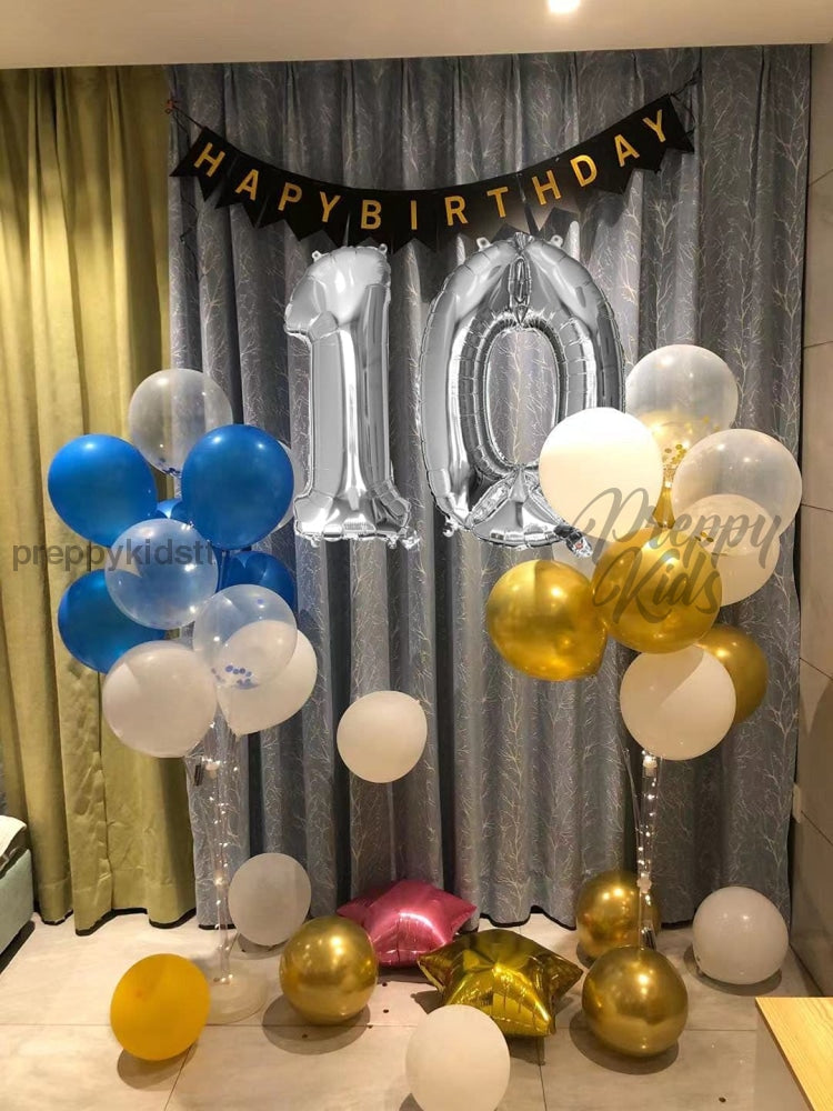 Number Silver Foil Helium Balloons (32). 1 To 9 Party Decorations